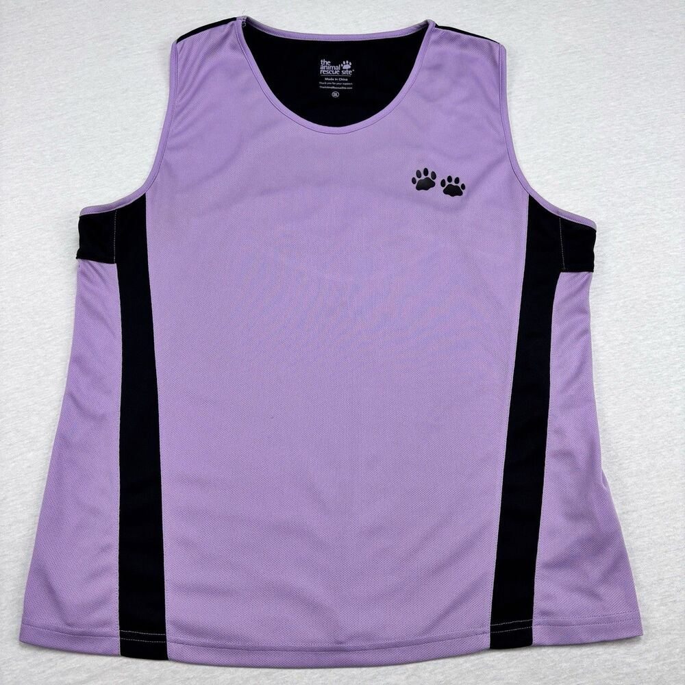 The Animal Rescue Site Tank XXL Lavender Black Paw Print Mesh Athletic
